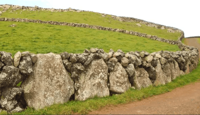 Stone walls (currais) on island of Terceira, Azores, Portugal