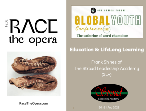 Frank Shines RACE the Opera One Africa Forum Stroud Leadership Academy